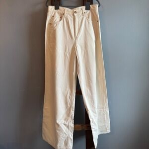 Rag Bone Sofie High Rise Ultra Wide Leg Jeans Ecru Size 30